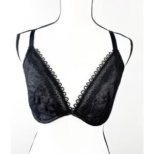 Victoria's Secret Very Sexy Unlined Plunge Black Lace Bra - Size 36DDD/F